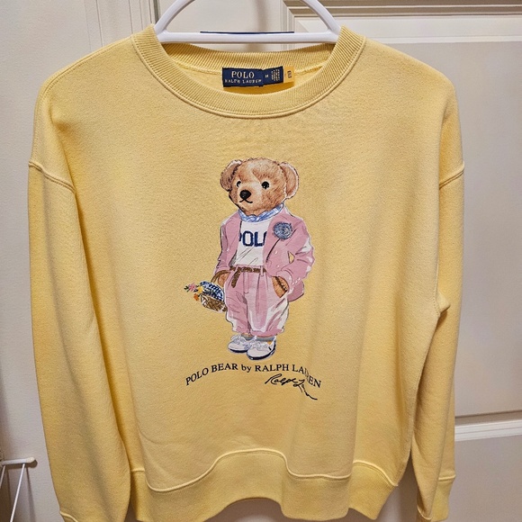 Polo Ralph Lauren Tops - Polo Ralph Lauren Women's "Pink Suit" Polo Bear Sweatshirt In Yellow M